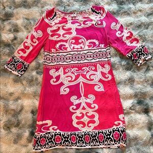 Madison Pink and Black Patterned Casual Dress
